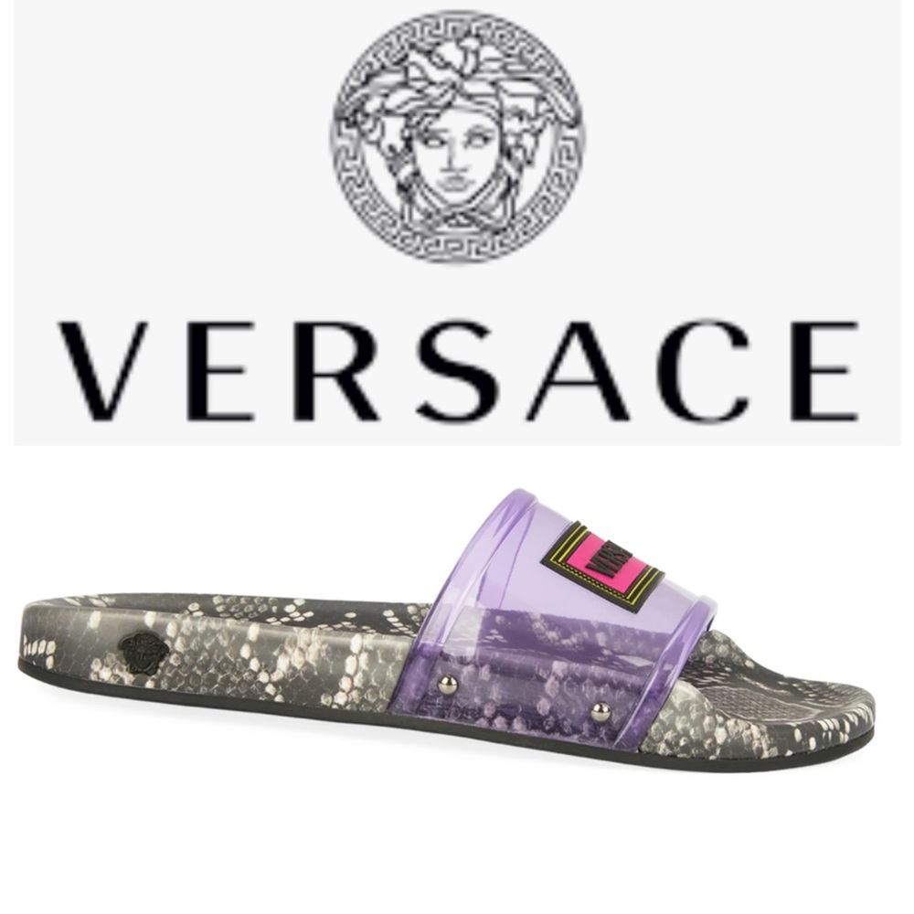 Versace Snake Print Slides 🔥Sandals • Made In Italy • Size 7 - Picture 4 of 16